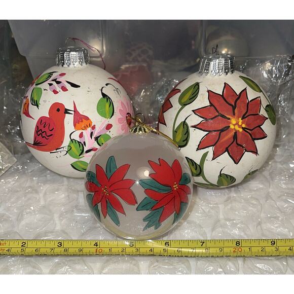 Vintage Hand Painted Mixed Lot Glass Christmas Ornaments 3F46 - Picture 1 of 9